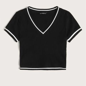 Black Ribbed SHEIN crop top